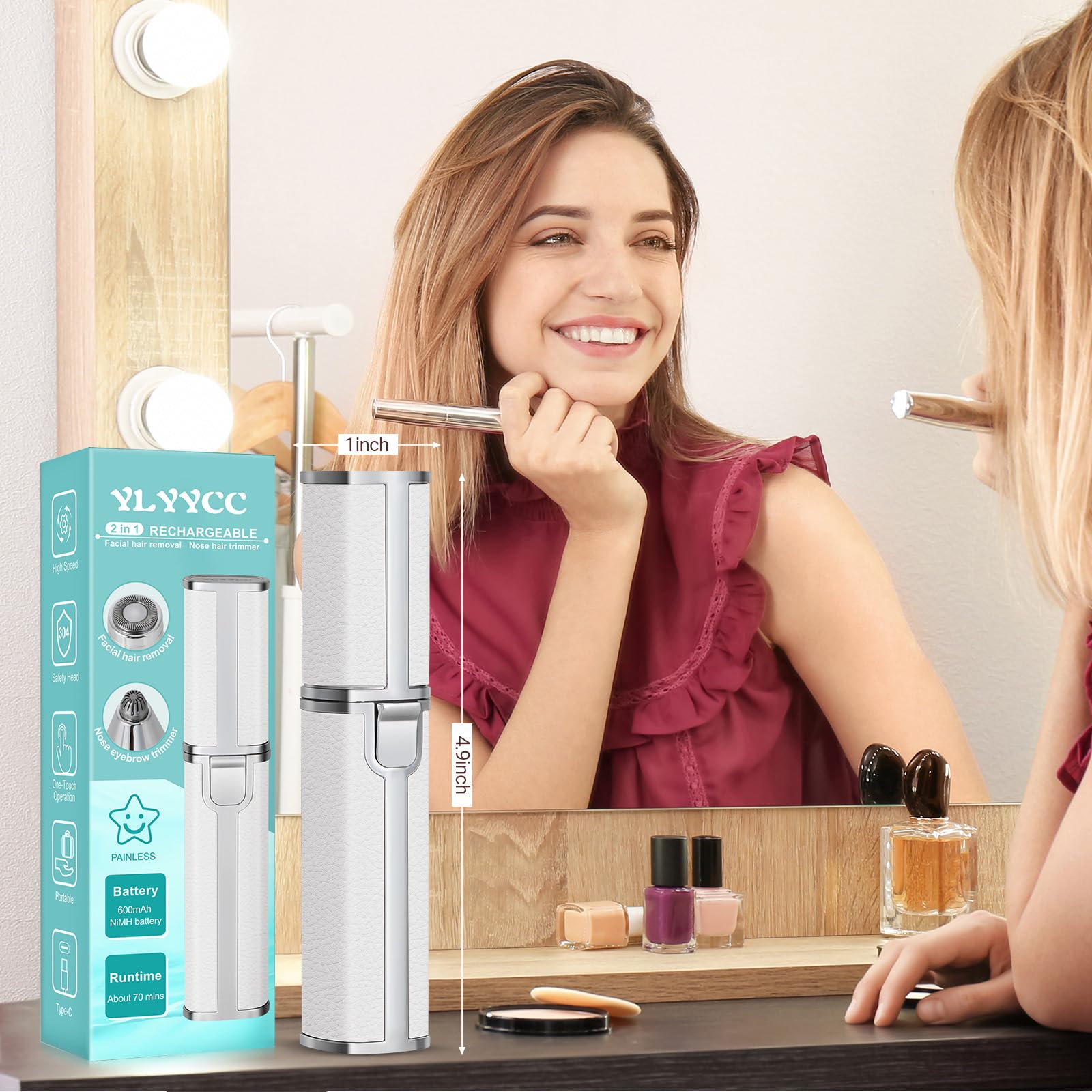 YLYYCC 2-in-1 Nose & Eyebrow Trimmer, Facial Hair Removal for Women