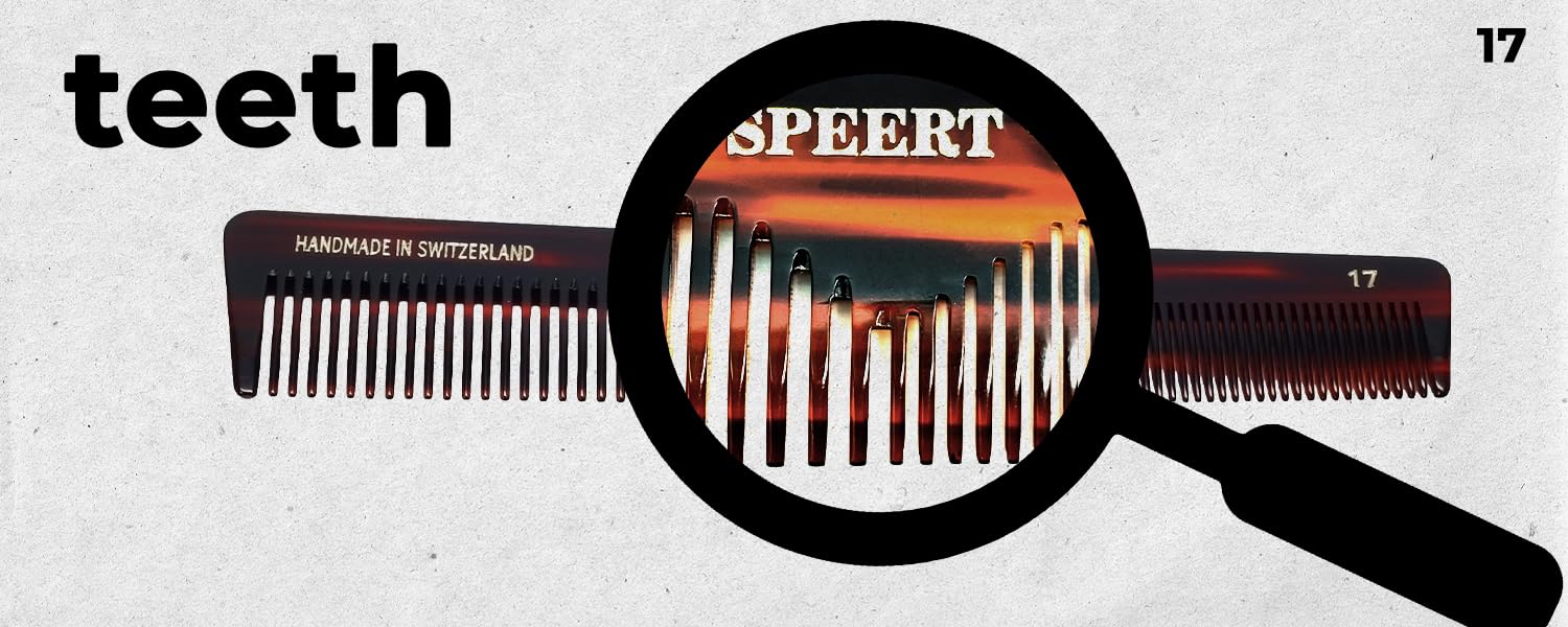 Speert #17 Handmade Wide Narrow Tooth Mustache Beard Comb Small Tortoise Havana Acetate Thick Coarse Curly Fine Short Pocket Sized Facial Hair Grooming Tangle Free Beard Straightener Growth Care Comb