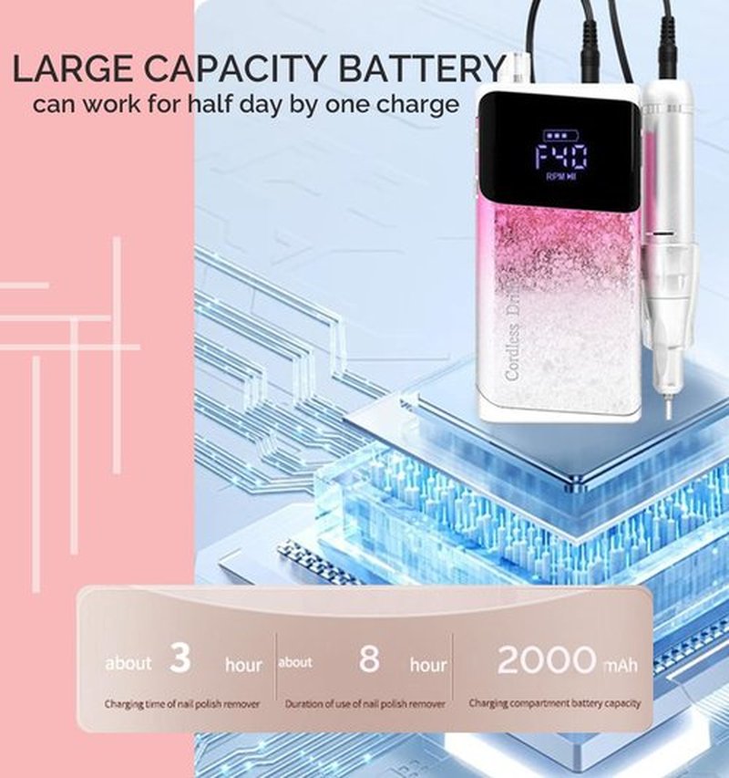 Professional Nail Drill ,OBEEGOO Electric Nail Drill 40000RPM Portable Electric E File Portable Acrylic Nail File Tools for Gel Nail ,Nail Beauty Salon (Pink)
