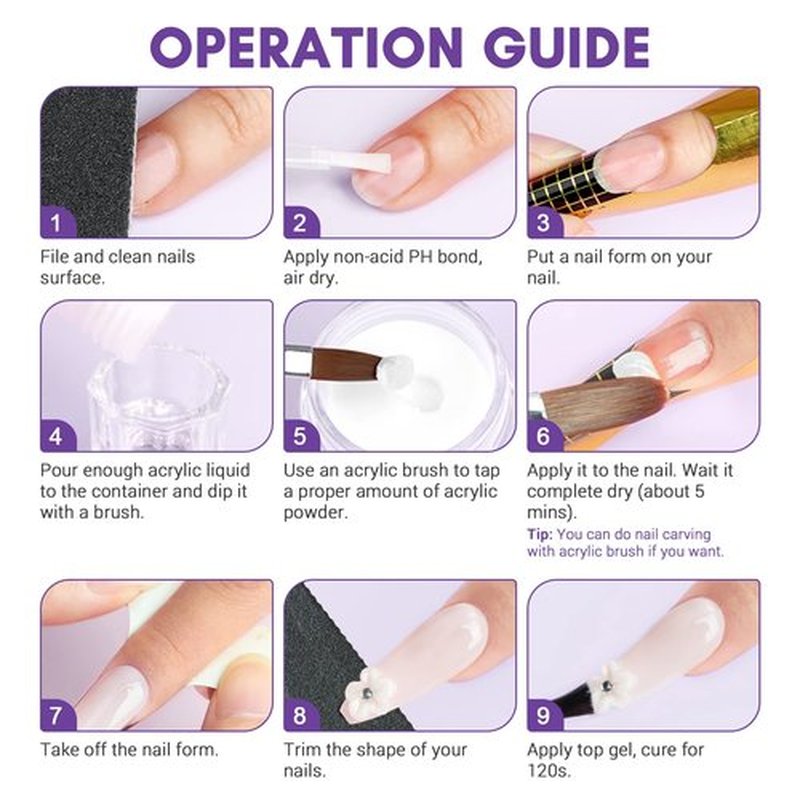 Saviland Acrylic Nail Kit - Drill Included, Clear White Pink Colors, Professional Set with Brushes for DIY Nail Extension