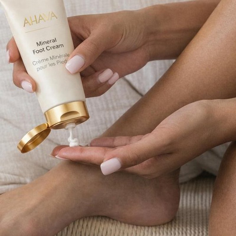 AHAVA Dead Sea Water Mineral Foot Cream - Nourishing Hydration for Dry Feet | With Witch Hazel & Natural Oils