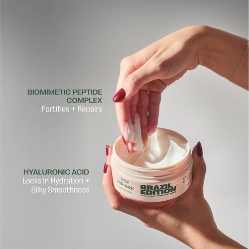 BRAZIL EDITION Restorative Peptide Hair Mask – Deep Repair in 2 Minutes, Hydration & Shine, Murumuru & Babassu Butters, Hyaluronic Acid, Strengthens & Smooths Damaged Hair (7 oz)
