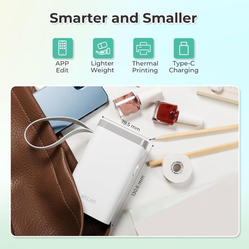 Nelko Label Maker - P21 Bluetooth Wireless Mini Printer with Multiple Templates | White
