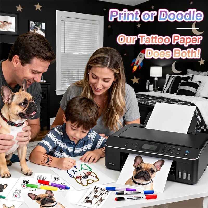 Welacer Printable Temporary Tattoo Paper for Inkjet Printer – 8.5"x11", 8 Sheets – Custom Tattoo Transfer Paper for Easter, Kids, Adults, Halloween, Christmas, Party, Festival