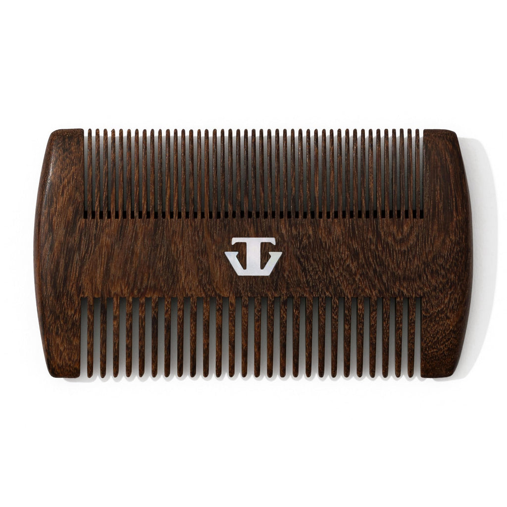 TRAWILD Sandalwood Beard Comb for Men with Mother of Pearl Inlay, Premium Grooming Wood & Wooden Comb for Beard and Mustache