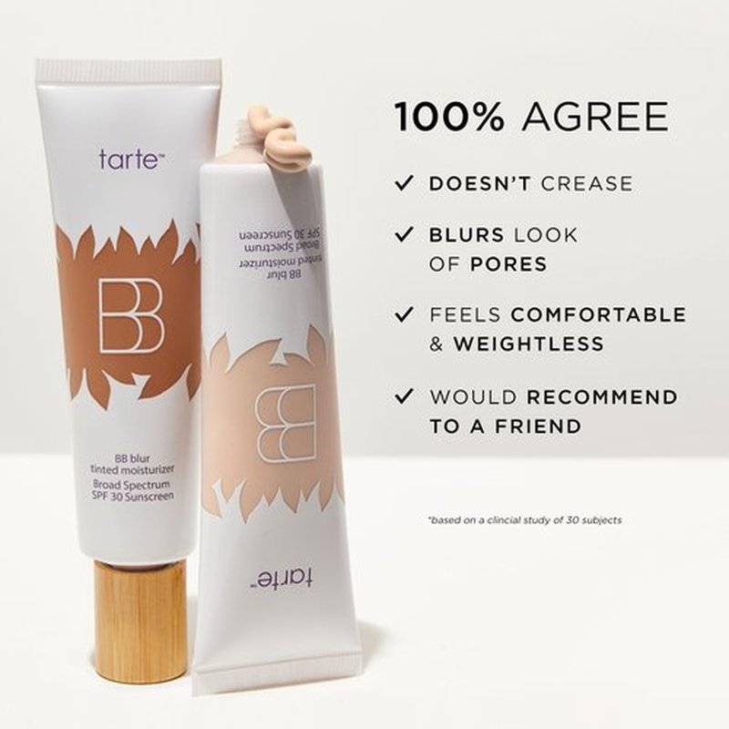 tarte BB blur tinted moisturizer Broad Spectrum SPF 30 – Medium Buildable Coverage with Natural Lightweight Matte Finish, Vegan & Cruelty-Free, full size, fair-light