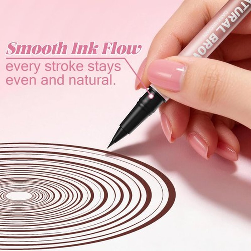 Microblading Eyebrow Pencil for Women, Waterproof Eyebrow Pen with Micro-Fork Tip & Precise Brush-Tip, Natural Hair-Like Brows, Long-Lasting Smudge-Proof Eye Brow Tint, Dark Brown,1 Pack