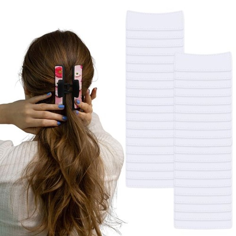 40 Pack Hair Claw Clips Cover Blanks - Sublimation for Square & Rectangle Clips with Strong Double-sided Adhesive