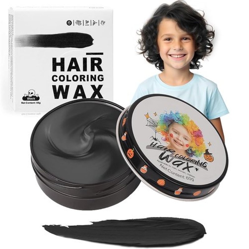 Hansuby Temporary Black Hair Color Wax - Washable Styling Mud for Kids & Teens | Perfect for DIY Cosplay & Halloween