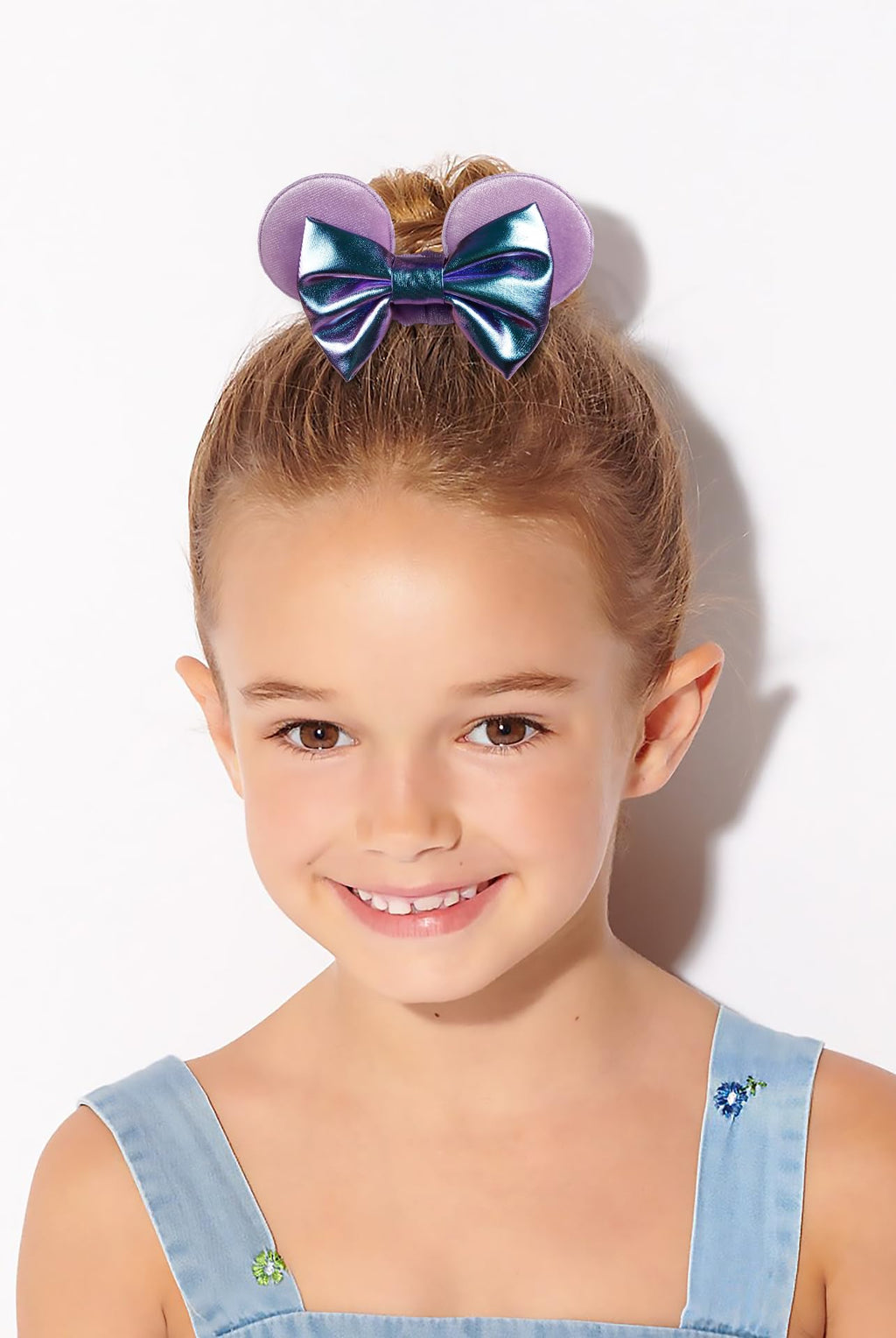 WOVOWOVO Mouse Ear Hair Scrunchies, 2 Count Mermaids Velvet Hair Ties for Ponytail, Cute Hair Accessories for Women and Girls, Purple