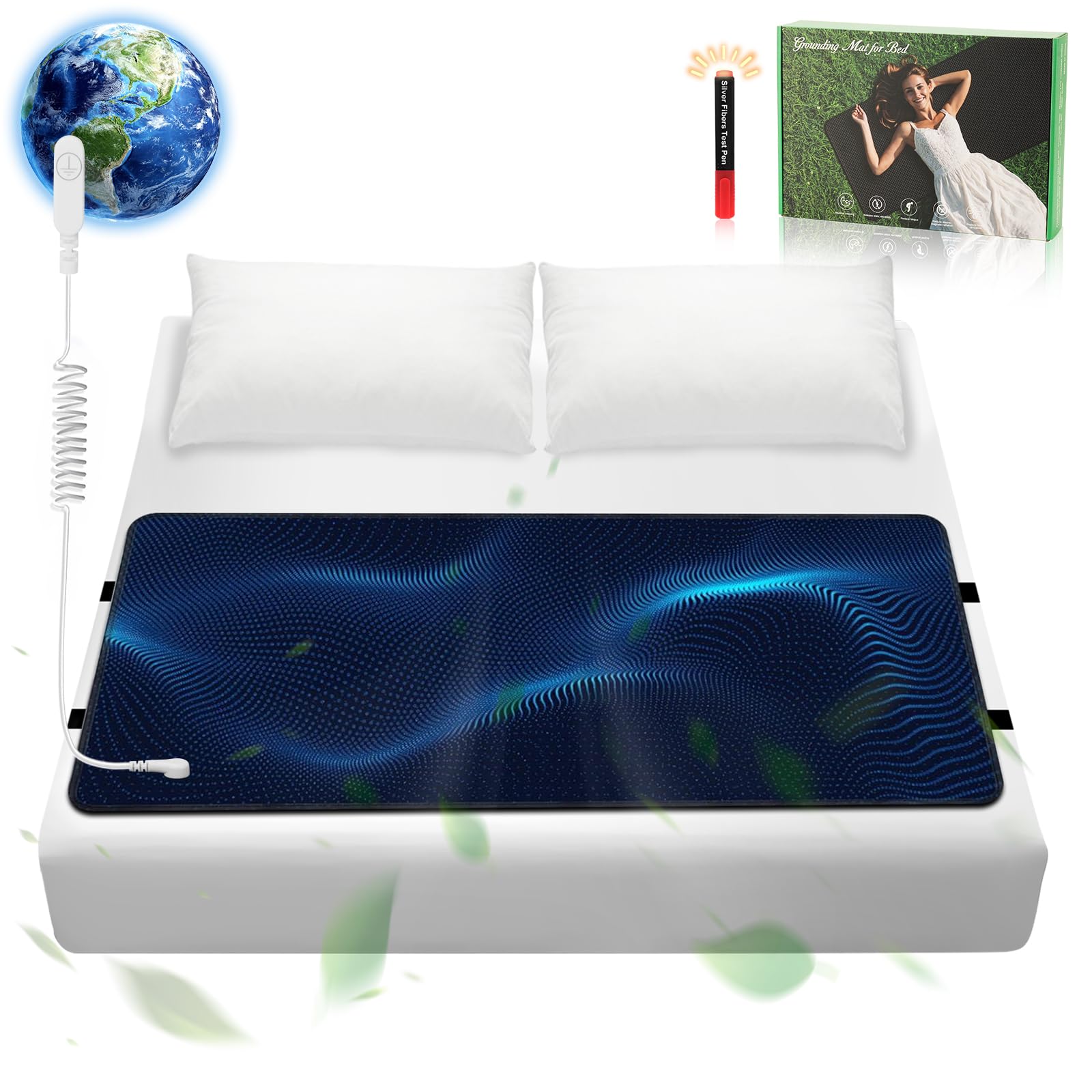 Grounding Mat for Bed, Anti-Static Earthing Pad for Home & Bed Use, Non-Slip Mat (Queen, 60"x27")