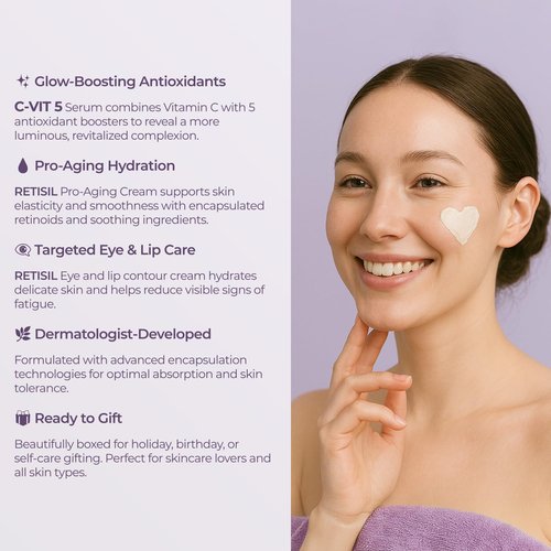 Sesderma Intense Renewal Gift Set - C-VIT 5 Vitamins Serum 1.0 fl Oz & RETISIL Pro-Aging Cream 1.7 fl Oz | Brighten & Nourish Skin for All Skin Types