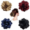 Dizila 4 Pack Plastic Hair Claws with Big Satin Flower Hair Clips Barrettes Jaws Grips Clamps Bun Updo Holders Hair Accessories for Women Girls