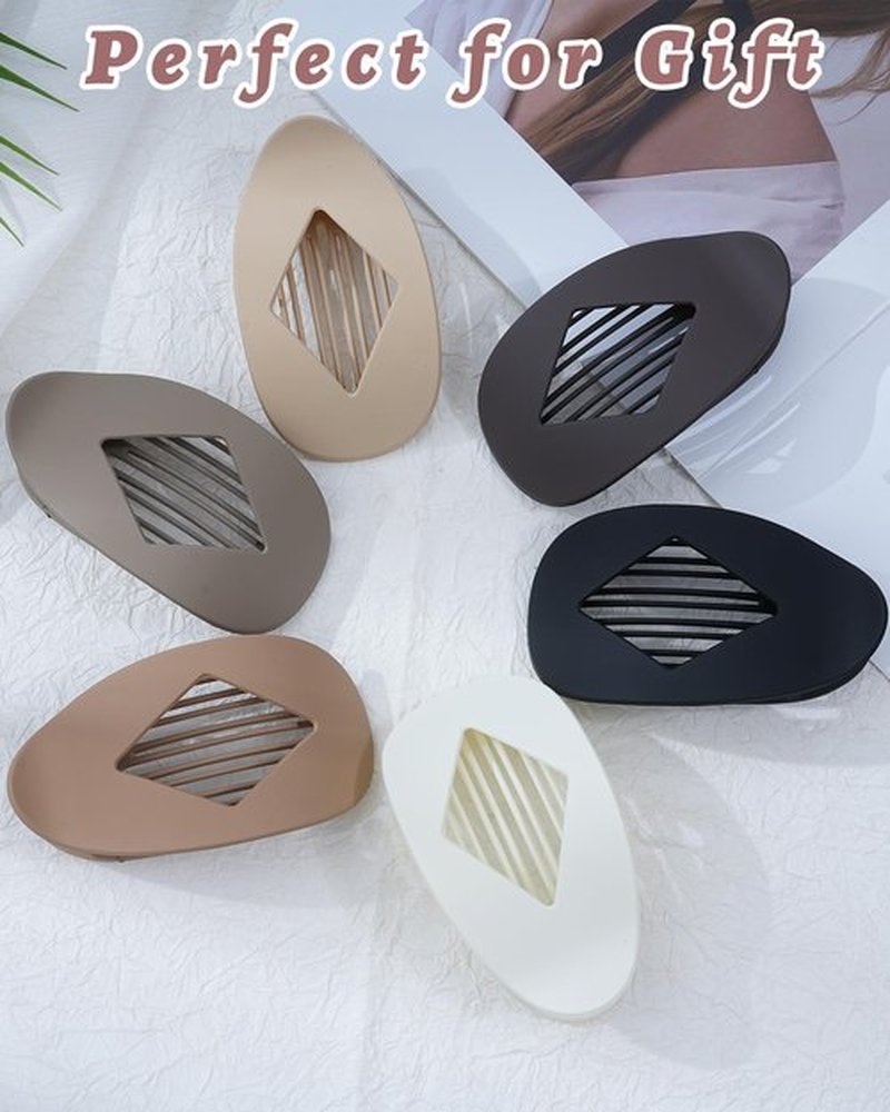 6 Pcs Flat Hair Claw Clips,4.1"Nonslip Large Round Lay Hair Clips for Women,Strong Hold French Clips for Thick Thin Hair Yoga Driving