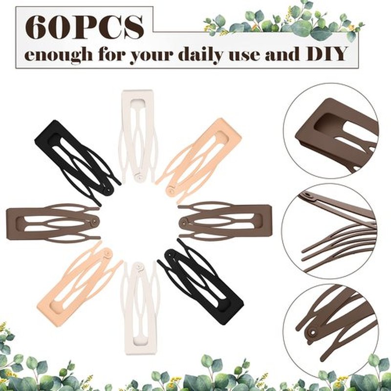 Dingion 60 Pieces Double Grip Hair Clips Metal Snap Hair Clips Grip Women Barrettes Accessories with Plastic Box for Women Girls Making Salon