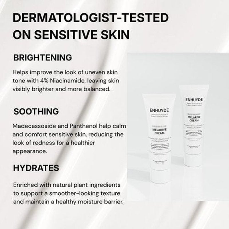 ENHUYDE Niacinamide 4% Brightening Cream for Dark Spots & Uneven Tone, Fragrance-Free Daily Face Moisturizer for Sensitive Skin, Korean Skincare (50ml / 1.7 fl. oz.)