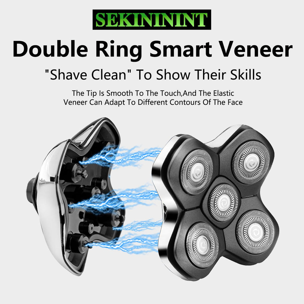 SEKINININT Upgrade Universal Head Shaver Replacement Heads Compatible with Freebird Shaver, Full dual blade ring design Replacement Heads For Wyklaus Head Shavers for Bald Men (Silvery)
