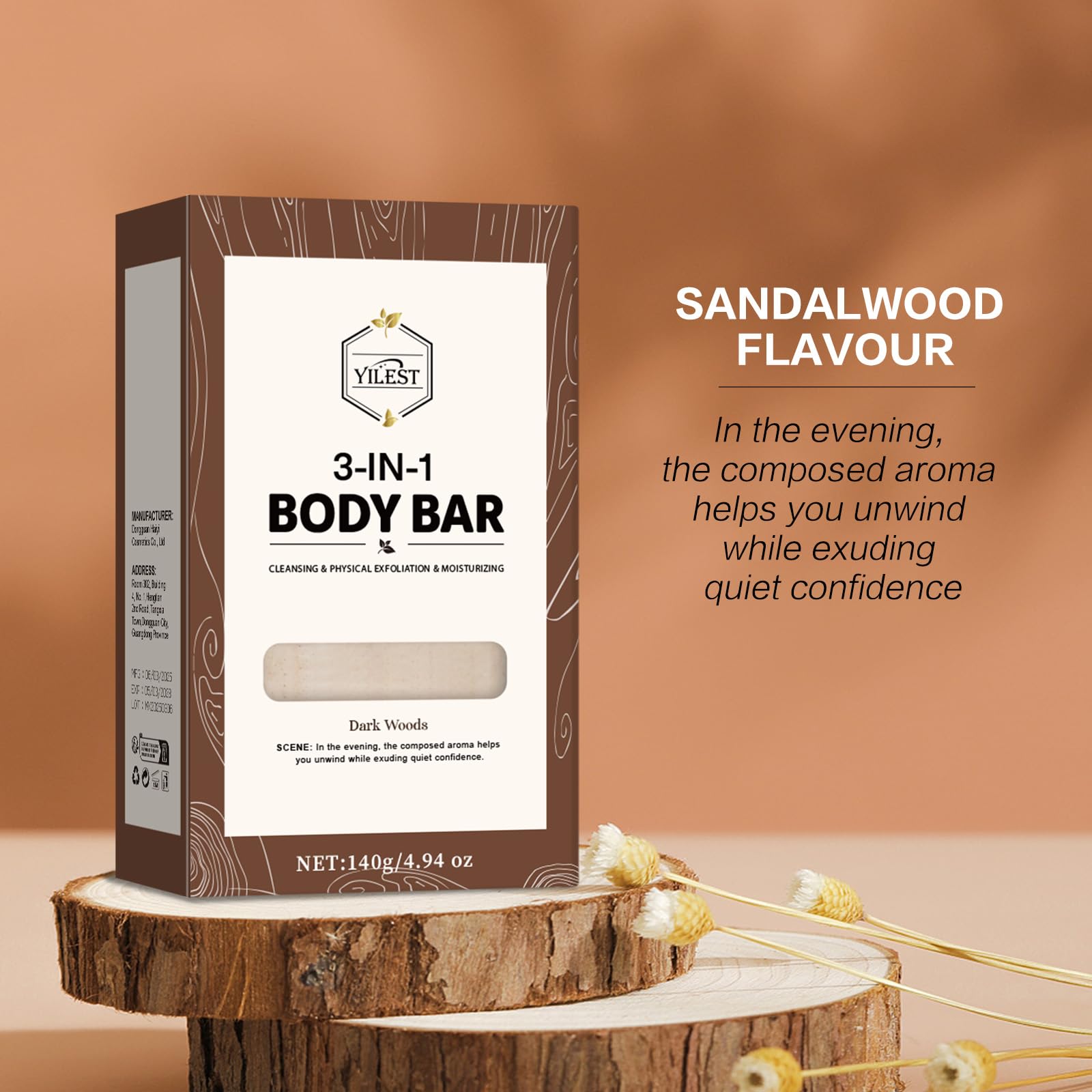 3-in-1 Men's Body Bar Soap Set for Summer – 2 PCS Exfoliating & Moisturizing Bar with Shea Butter & Oatmeal – Long-Lasting Fragrance – Sandalwood + Citrus Scents (2PCS Sandalwood + Citrus Scents)