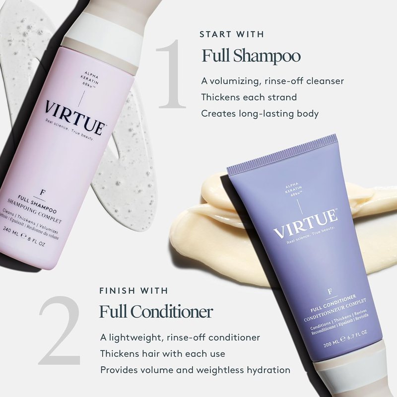 Virtue Full Volumizing Shampoo - Sulfate Free Formula for Thickening All Hair Types | Color Safe