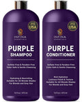 INFINA ESSENTIALS Purple Shampoo and Conditioner Set - Sulfate Free, Enriched with Coconut Oil & Aloe Vera, Ideal for Blonde, Gray, Brassy & Color Treated Hair, Nourishes & Hydrates - 16 fl oz each