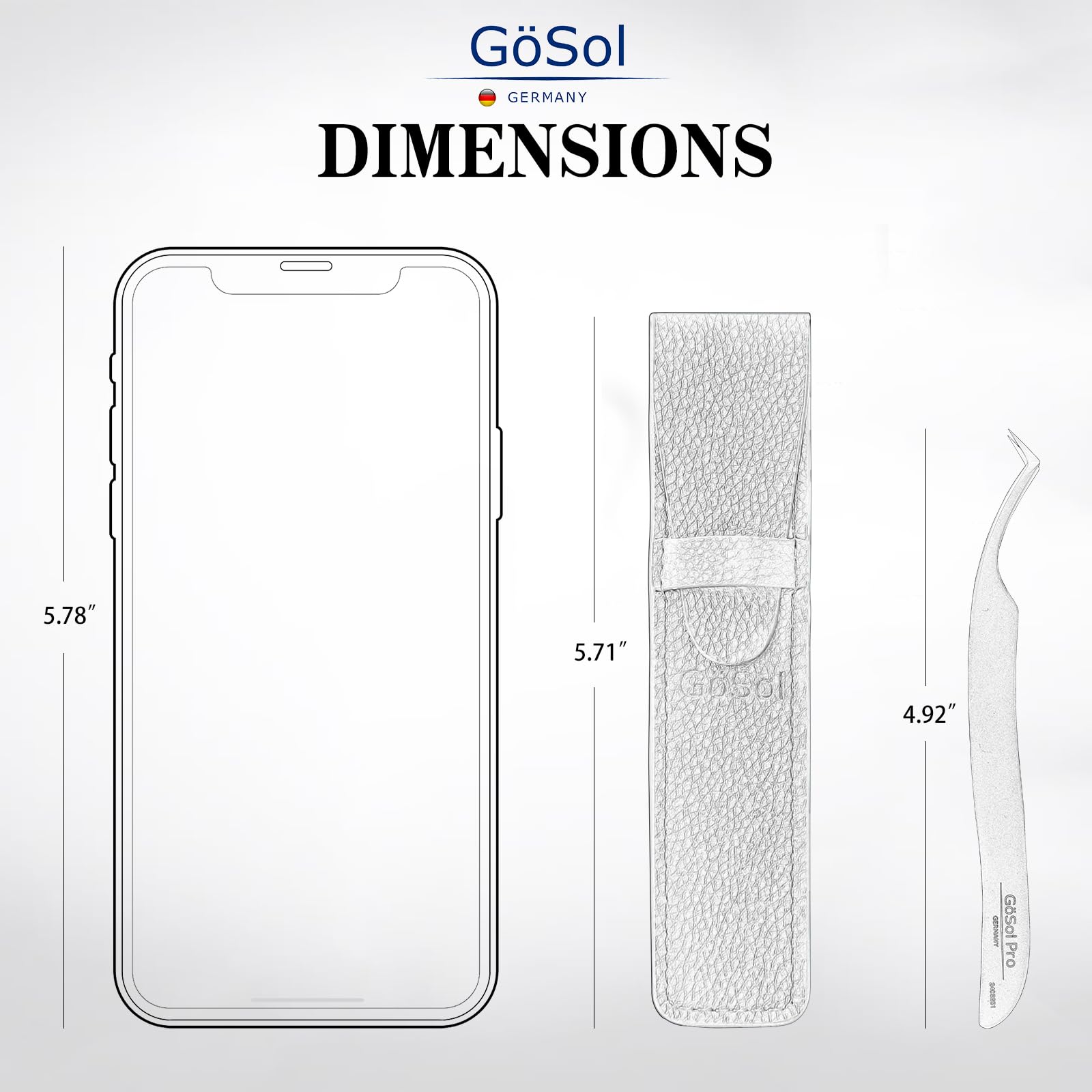 GöSol Pro Lash Tweezers for Eyelash Extensions, Professional Expert Eyelash L-shape Tweezers for High Precision Pick/Fan/Wiggle/Apply; 420 Stainless Steel Lash Tweezer for Volume & Classic Lashes