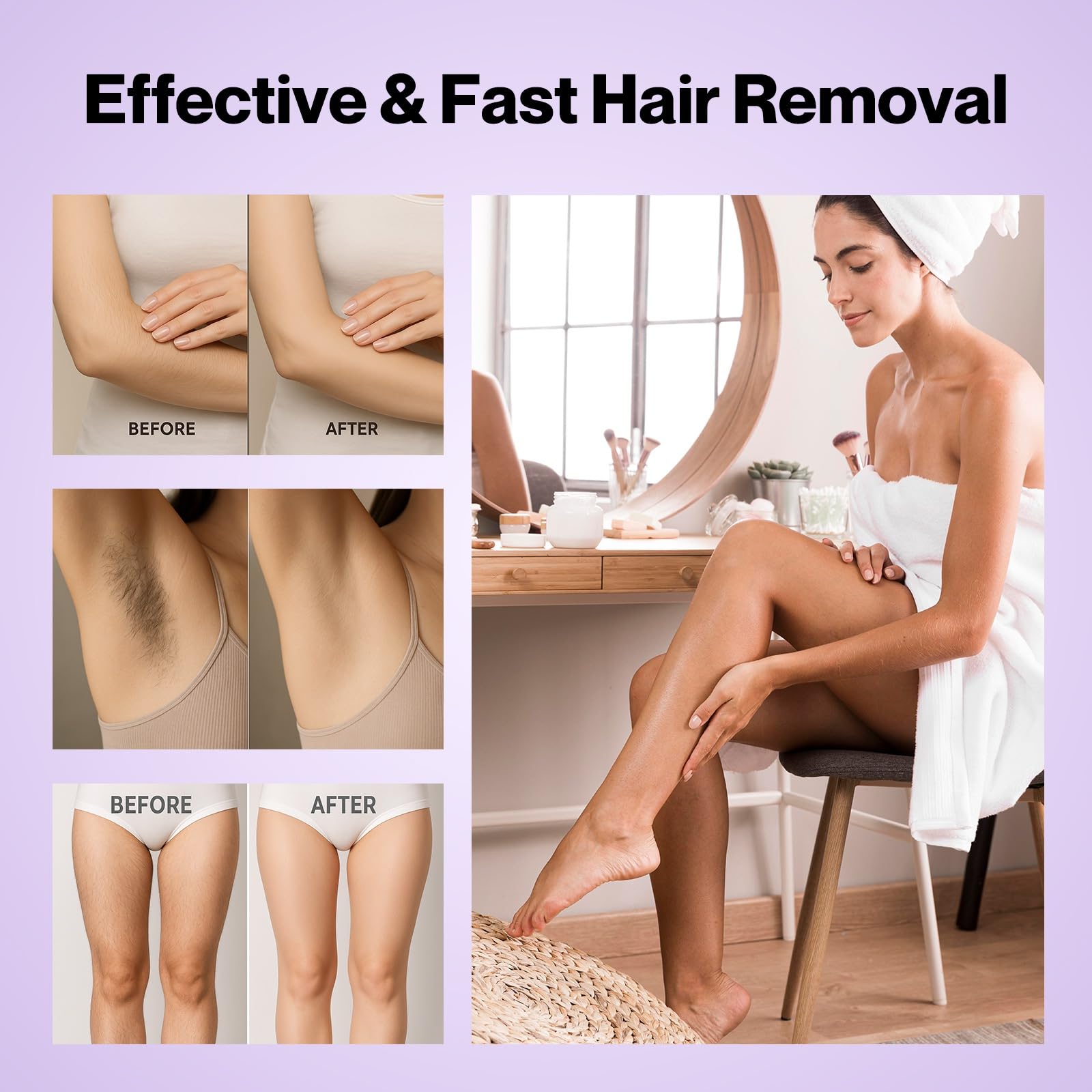 Waxers Wax Roller Kit for Hair Removal Lavender Roll on Wax Kit for Women Men Professional Soft Wax for Leg Arms Back & Armpit