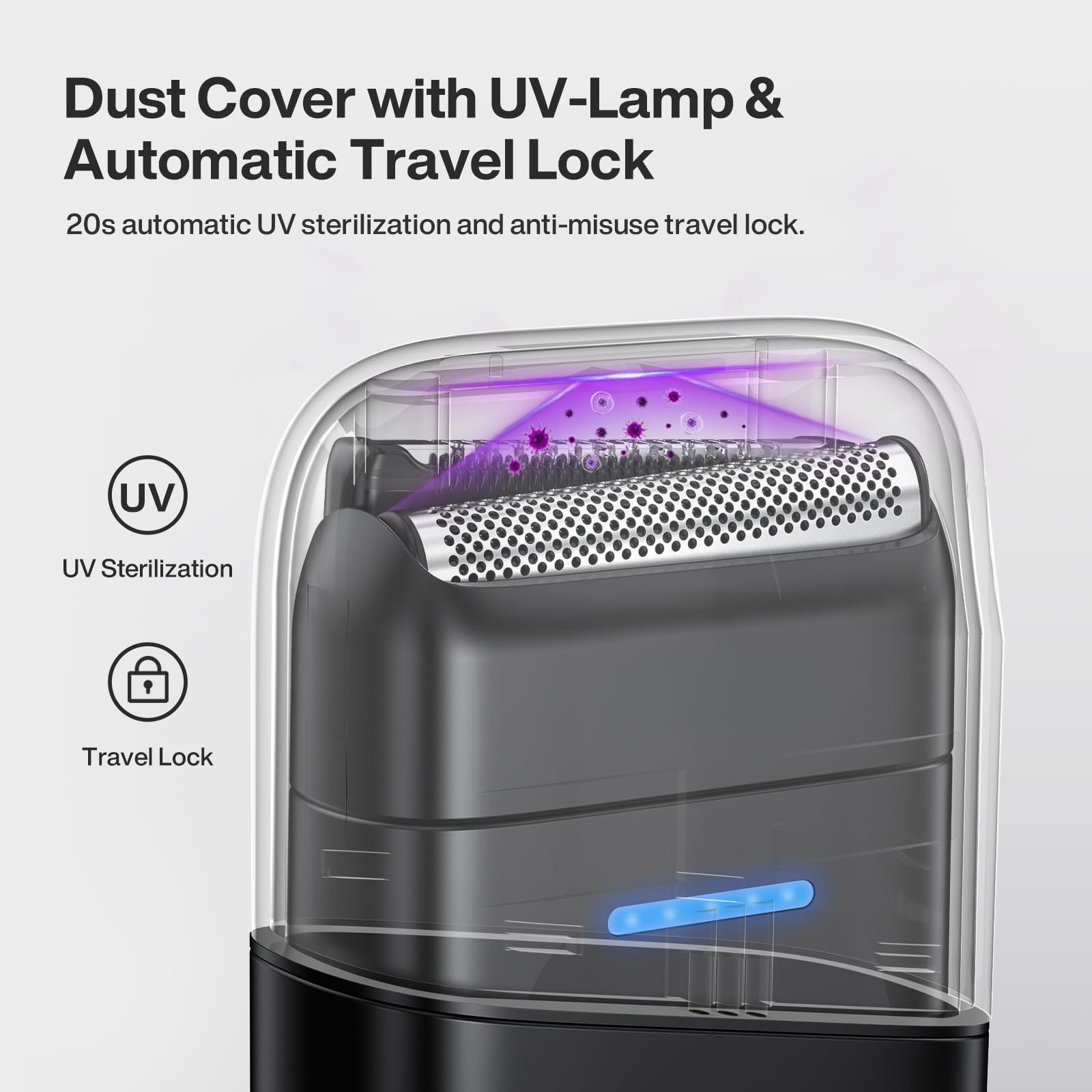 Electric Razor for Men, Protable Foil Shaver with Double Floating Blade & UV Lamp, IPX7 Electric Shavers for Men, Cordless Razor with Auto Travel Lock, USB-C Rechargeable Trimmer with Wet & Dry
