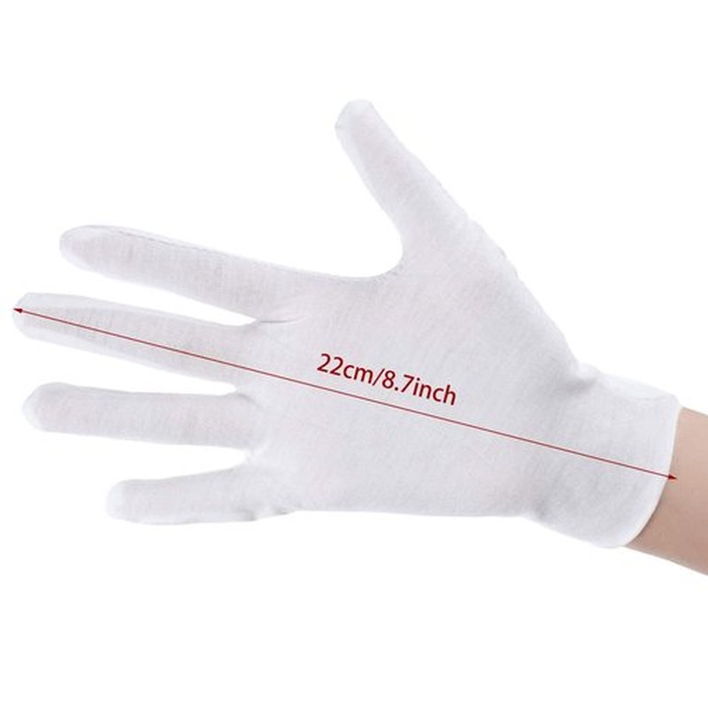 SATINIOR 60 Pcs Cotton Glove Stretchy Work Glove Reusable Mitten for Men Women Dry Hand Art Handling Coin Jewelry(White)