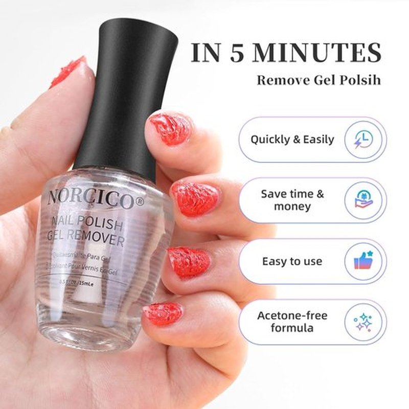 Skiennix Gel Nail Polish Remover - Low-Odor, Acetone-Free Formula for Quick 3-5 Minute Removal | 15ml