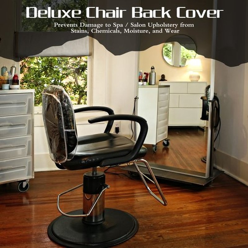 LEIFIDE 3 Pieces Chair Back Cover Plastic Clear Salon Chair Back Cover Fits Most Standard Armchair Prevent Stains Deform Wear for Barber Shop Office Movie Theater 21.5 x 16 x 4.5 Inch(Square,White)