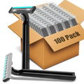 MAGDIY Disposable Razors Bulk for Men 100 Pack, Homeless Supplies Bulk, Twin Blade Mens Safety Travel Supply Shaving Razor, Face Beard Body Shavers for Hotel Camping Bathing (Black)