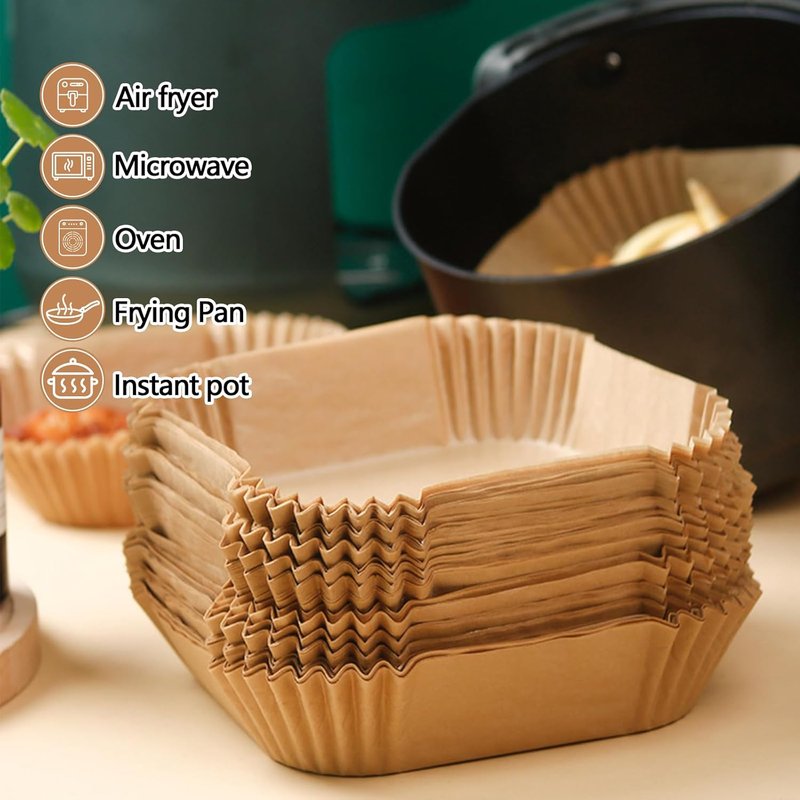 Air Fryer Liners 9 Inch - 125PCS Non-Stick, Oil-Proof & High-Temperature Resistant Baking Paper