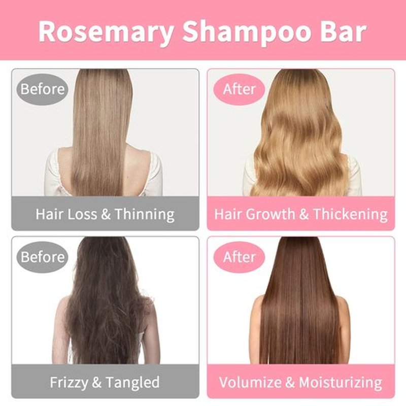 Pubpok Rosemary Bar Shampoo and Conditioner for Thinning Hair, Volume Solid Shampoo Bar, Hair Thickening & Regrowth, Coconut Oil Conditioner for Deep Moisturizing, Paraben & Silicone Free