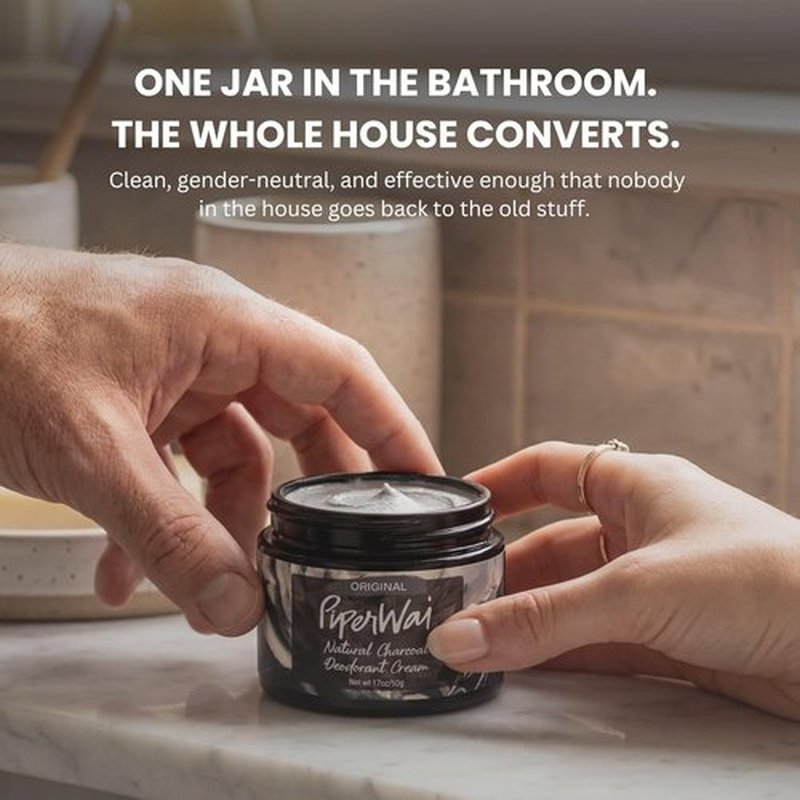 PiperWai Natural Deodorant Cream - Aluminum Free, Activated Charcoal & Magnesium | 1.7oz (50g) Scented Jar 2-Pack