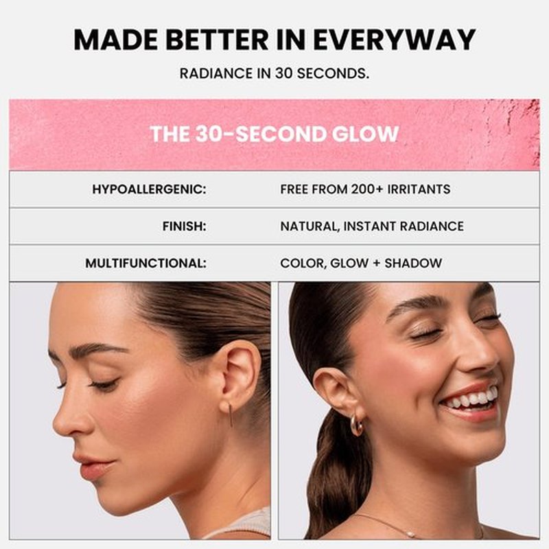 Phase Zero Makeup Powder Blusher | "Cosmo" - 6.5g / 0.23 oz. | Full Coverage, Natural Blush | Soft, Buildable Pink, Coral, Peach & Golden Hues | Matte & Shimmering Shades Gives Cheeks a Radiant Glow