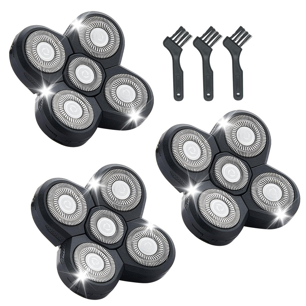 5 Head Shaver Replacement Heads, Bald Men Electric Razor Blades,3-Pack