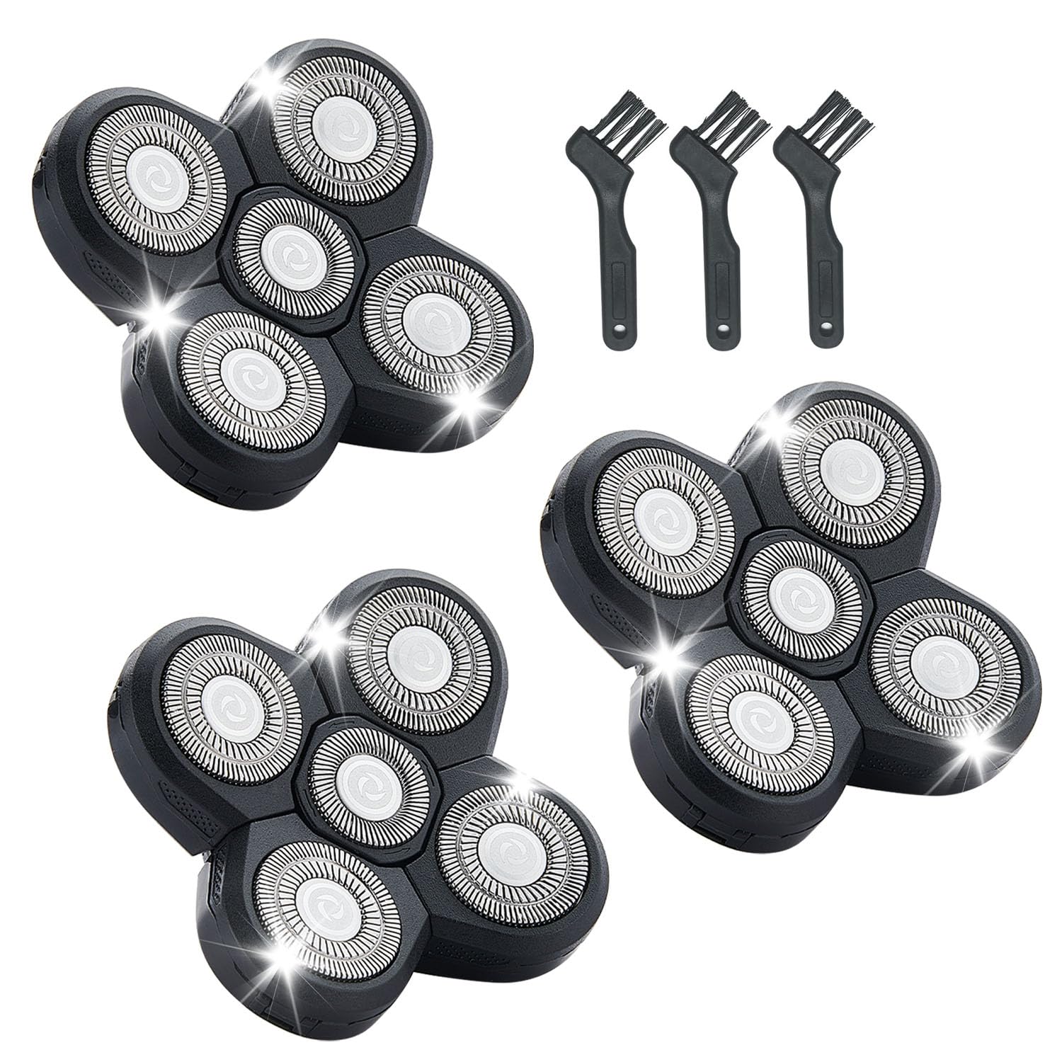 5 Head Shaver Replacement Heads, Bald Men Electric Razor Blades,3-Pack