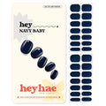 Heyhae Semi Cured Gel Nail Strips | No LED Lamp Needed | Summer, Solid, Navy | Easy Apply & Remove, Salon Quality | Includes 28 Strips, 1 Prep Pads, Nail File & Wooden stick - Hey, Navy Baby