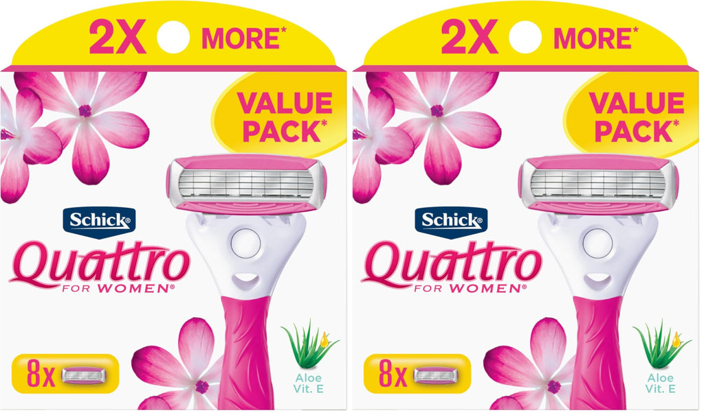 Schick Quattro Womens Razor for Shaving Refllls,Razors for Women Value Pack,Ladies Razors-for Legs -,(Pack of 16)