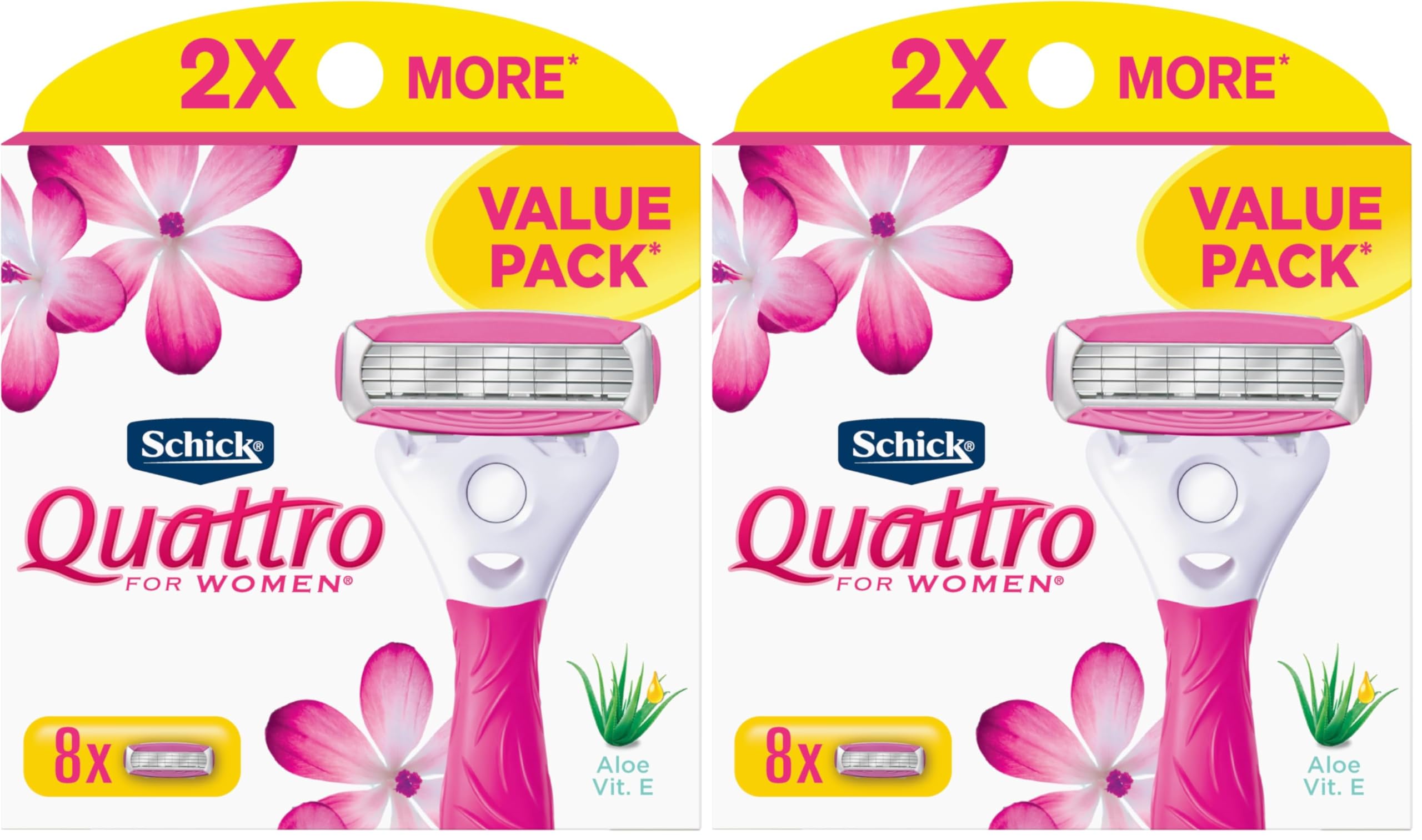 Schick Quattro Womens Razor for Shaving Refllls,Razors for Women Value Pack,Ladies Razors-for Legs -,(Pack of 16)
