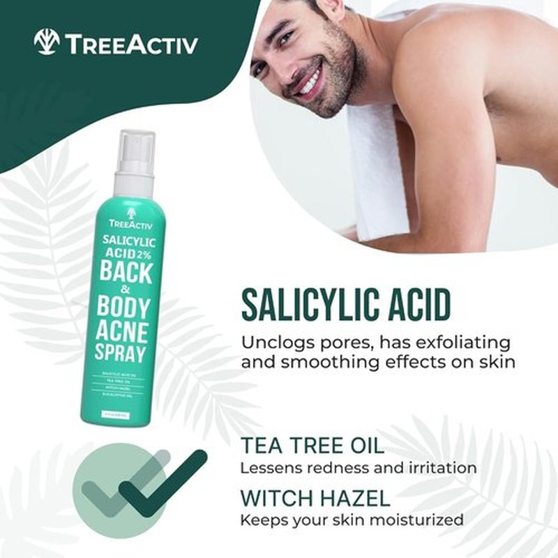 Back Acne Spray by [Brand Name] - Fast-Drying 2% Salicylic Acid & Tea Tree Oil Mist | 4 fl oz