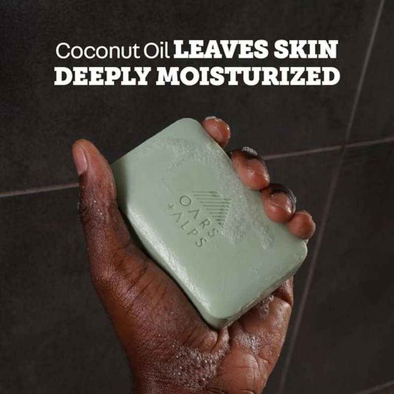 Oars + Alps Exfoliating & Moisturizing Bar Soap for Men, Deep Cleaning Soap, Clean Ingredients, All Skin Types, Epsom Salt, 1pk