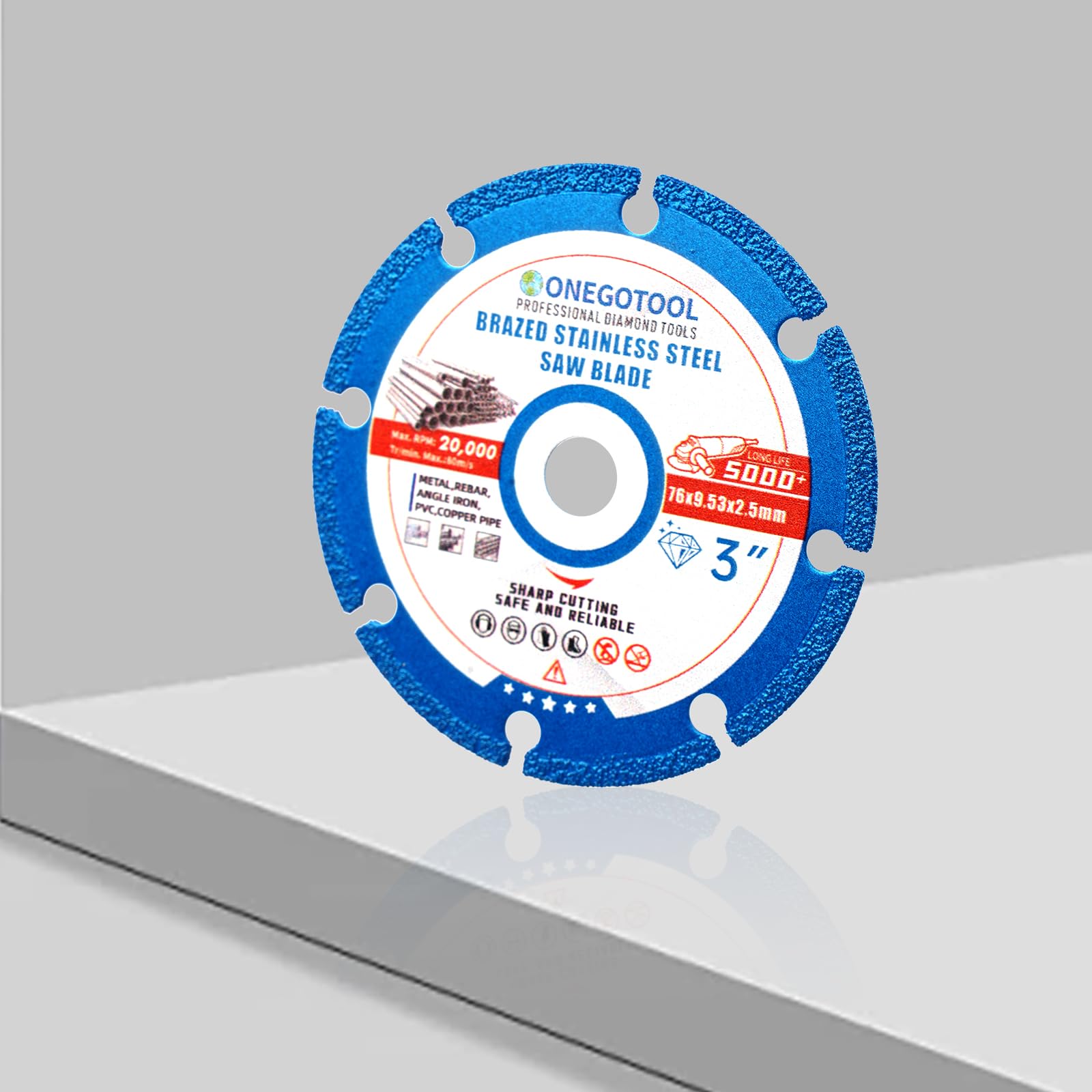 ONEGOTOOL 3 inch Diamond Cutting Wheels for Angle Grinder Discs Metal Saw Blades Applied to Stainless Steel Iron Tile Marble 3/8" Arbor -3 Pack
