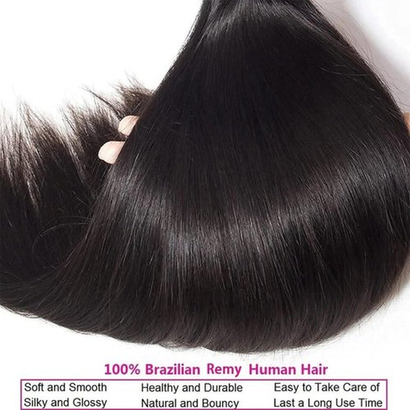 Straight Human Hair Bundles 100% Unprocessed 12A Brazilian Virgin Hair 14 14 14 Inch Straight Bundles Human Hair Double Weft 3 Bundles Straight Weave Natural Black