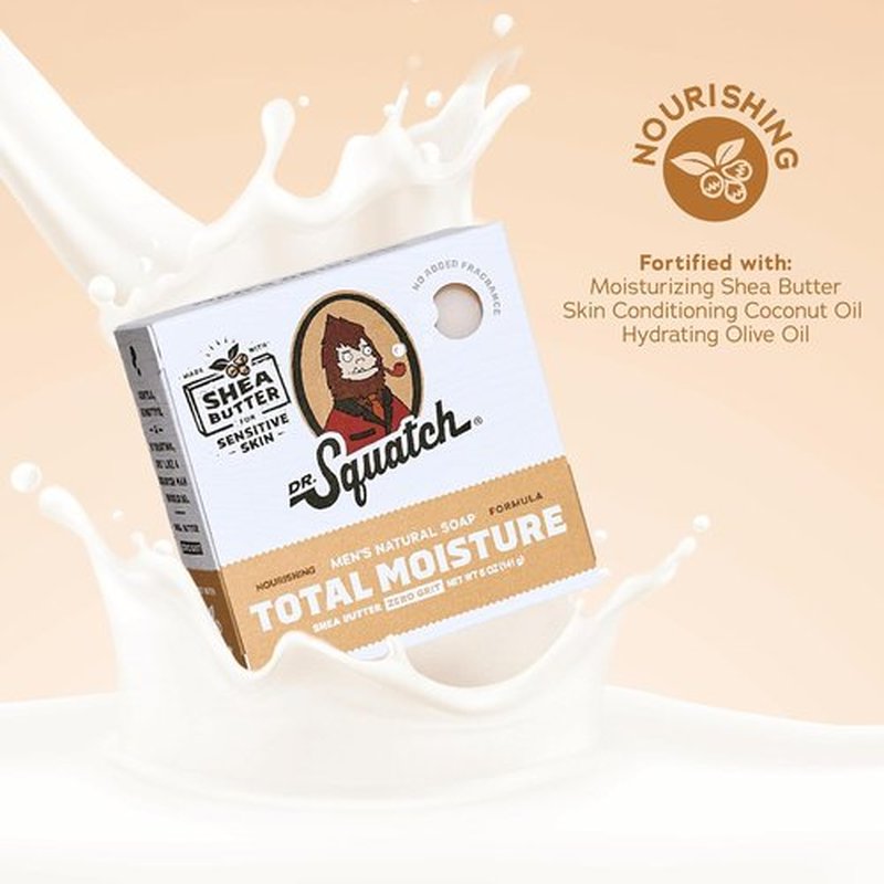 Dr. Squatch Total Moisture Bar Soap - Natural, Fragrance-Free Formula for Sensitive Skin - 5oz (3-Pack)