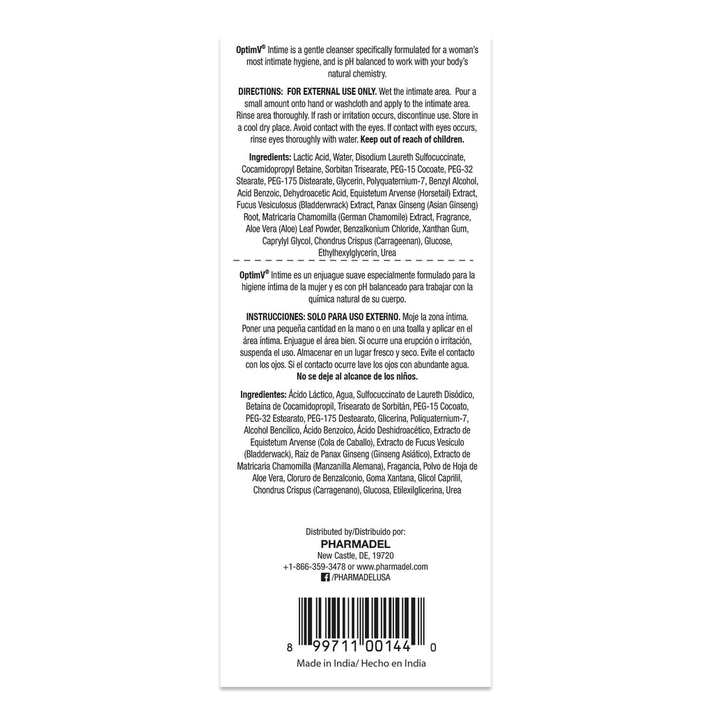 OPTIM V Feminine Wash – 11.8Fl Oz Feminine Intimate Cleansing Wash – Ultra-Gentle Chamomile Formula – pH Balanced – Unpleasant Odor Block – Ideal for All-Day Freshness