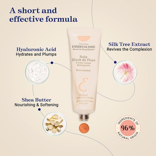 Embryolisse Radiant Complexion Cream - Hybrid Makeup & Moisturizer with Hyaluronic Acid & Shea Butter | 1.01 Fl. Oz.