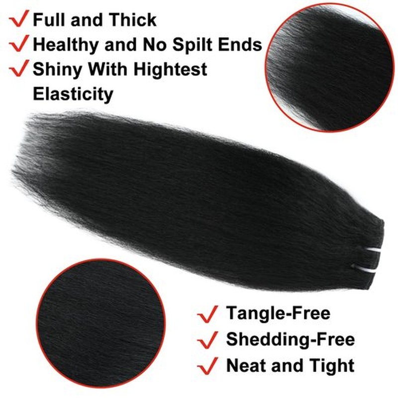 Kinky Straight Clip ins 18 Inch Clip in Hair Extensions Real Human Hair for Black Women Brazilian Remy Human Hair Extensions 110g 8Pcs Per Set with 20 Clips Double Weft Natural Black
