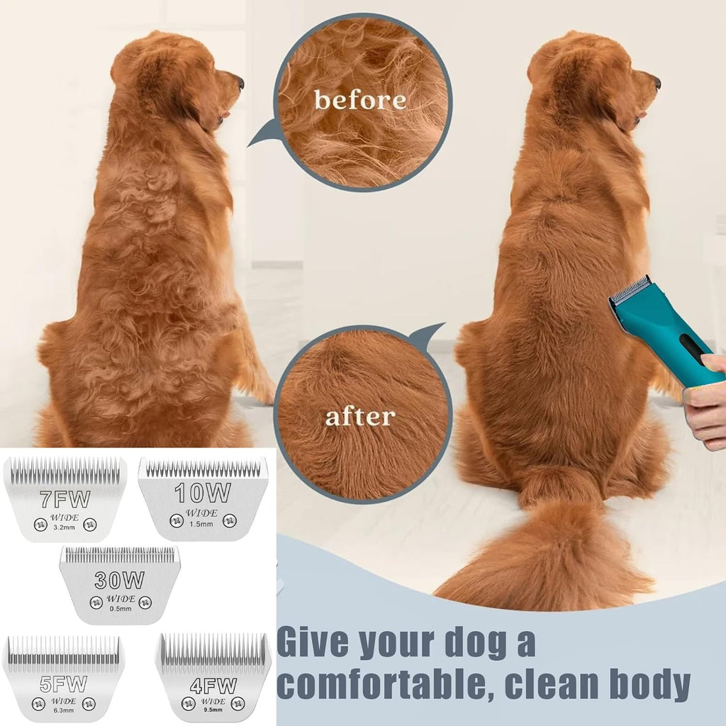 Audoc Wide Blades for Dog Grooming Blades Compatible with Andis,Oster A5,Wahl km10 Dog Clippers Stainless Steel Blades Blades for Animal Dog,Cat,Horse, (#7FW(3.2mm))