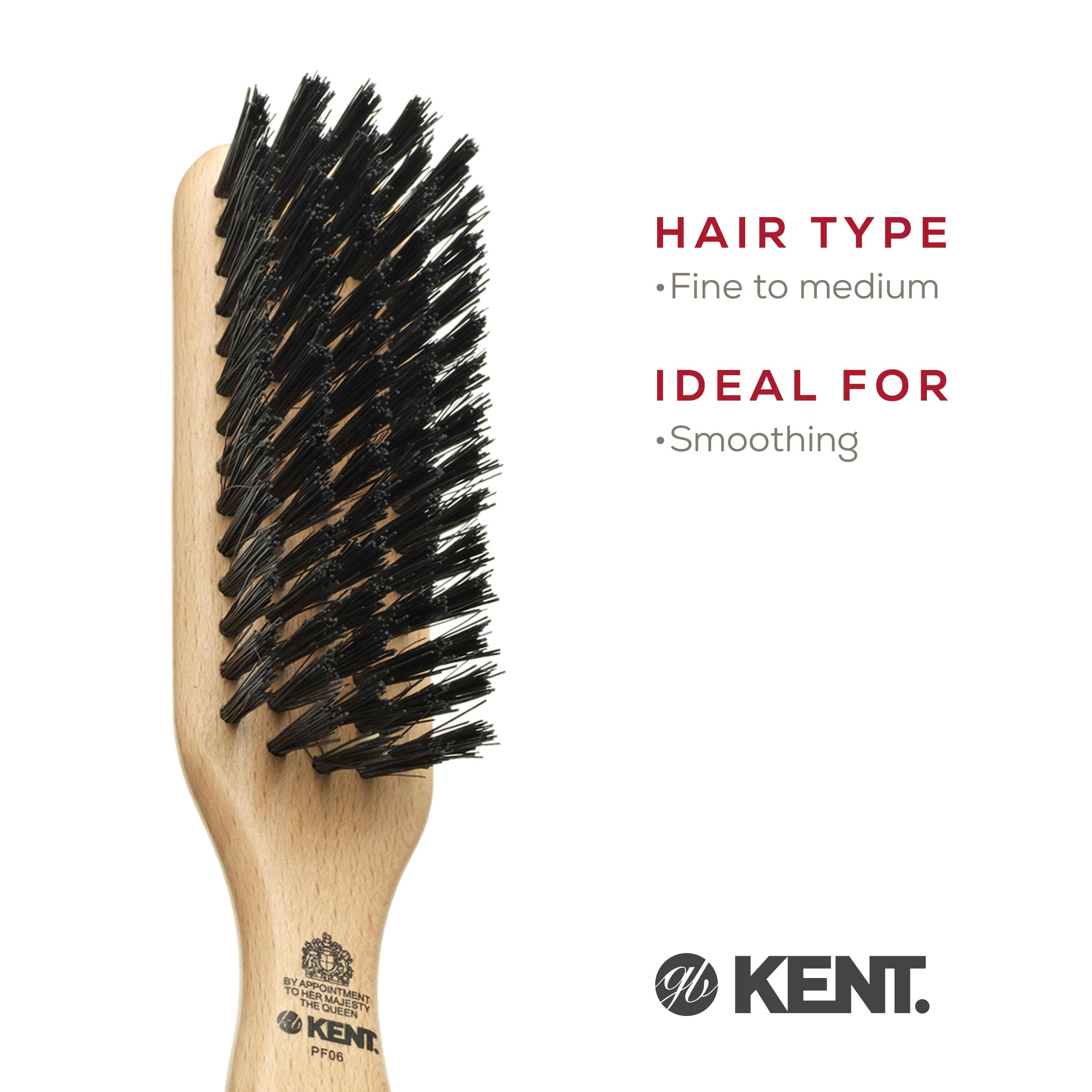 Kent PF06 Narrow Bristle Nylon Mix Hair Brush - Straightening and Styling Brush for Short to Medium Length Hair, Travel Hair Brush,For shining and Smoothing Brush. Made in England